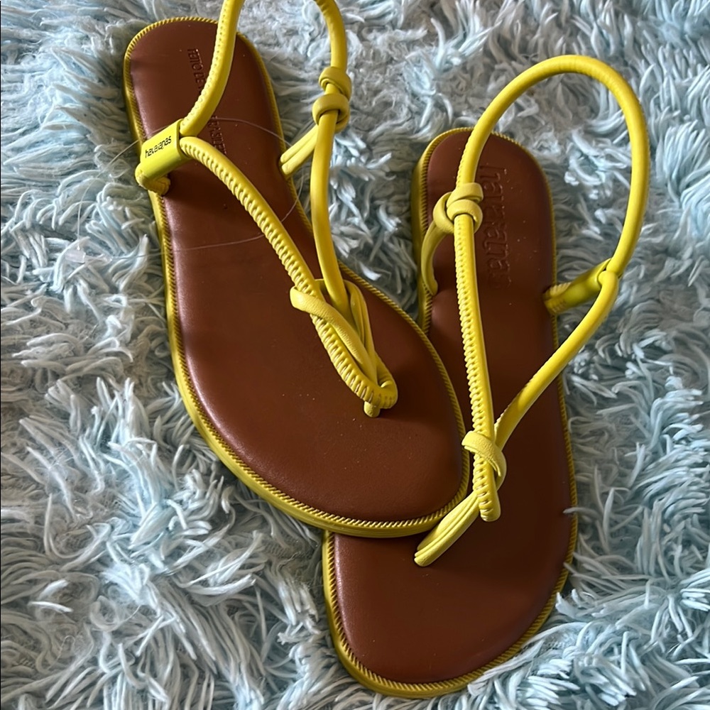 Havaianas Yellow and Brown Sandals